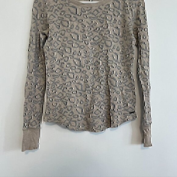 LUCKY BRAND Cheetah Print Pullover Tan Brown Gray Leopard Animal Long Sleeve XS - Picture 6 of 11